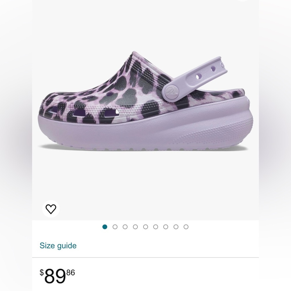 Youth Crocs- Size 2, Purple Leopard Print